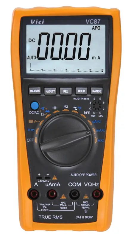 VC87 True RMS Multimeter Digital Multi Meter Analog Tester Thermometer Resistance AC DC Ohm Hz C 6000 Voltmeter Motor Drives VC87 True RMS Multimeter Digital Multi Meter Analog Tester Thermometer Resistance AC DC Ohm Hz C 6000 Voltmeter Motor Drives