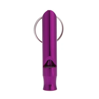 

1pcs Mini Emergency Outdoor Hiking Camping Aluminum Survival Whistle with Keychain Purple