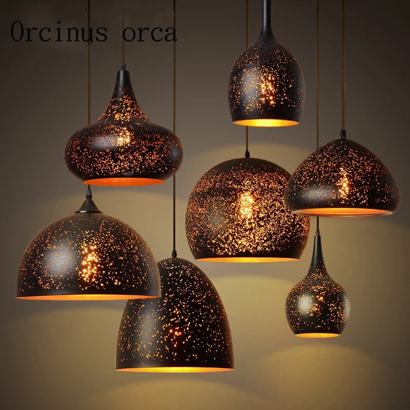 

Nordic retro Cafe Bar Iron Chandelier single bar restaurant industrial wind rust Chandelier