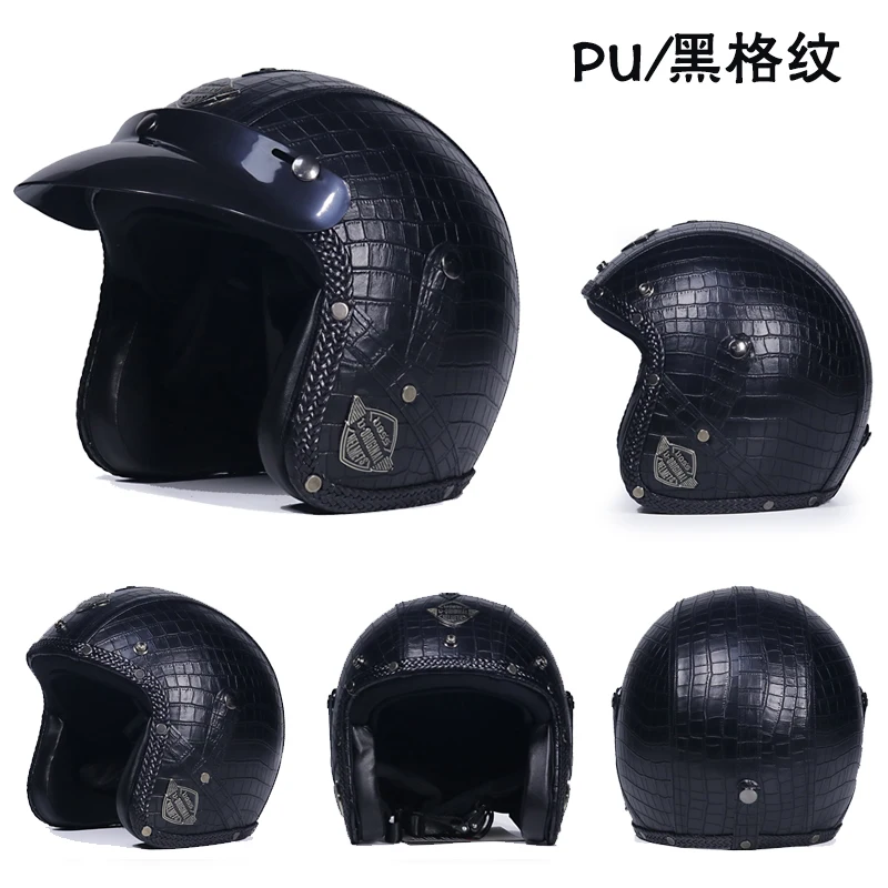 Moto rcycle шлем casco moto PU с открытым лицом 3/4 Ретро шлем хищника для мужчин и женщин capaceteDOT Сертифицированный чоппер шлем