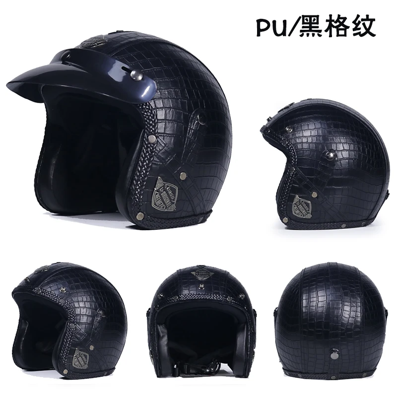 Мотоциклетный шлем casco moto PU с открытым лицом 3/4 Ретро Шлем женский и мужской