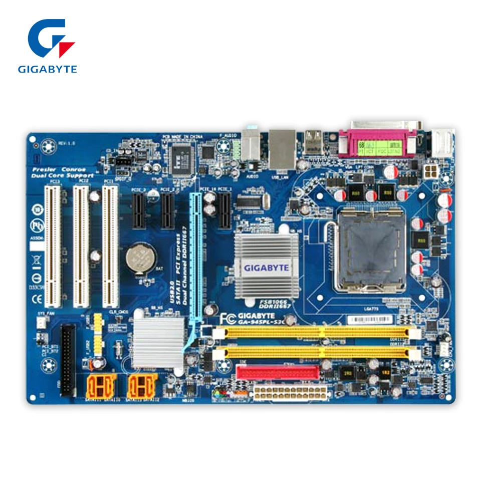 Gigabyte GA-945PL-S3G Original Used Desktop Motherboard 945PL-S3G 945 LGA 775 DDR2 2G SATA2 USB2.0 ATX original gigabyte ga 8i945plge rh desktop motherboard 8i945plge rh 945pl lga 775 ddr2 2g sata2 micro atx 100% fully test
