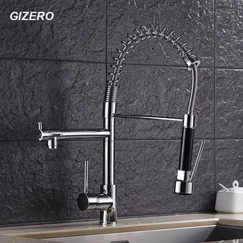 

Wholesale and Retail Kitchen Faucet Pull Out Chrome Finished Flexible Torneira Single Handle Deck Mount Hot&Cold Taps ZR676