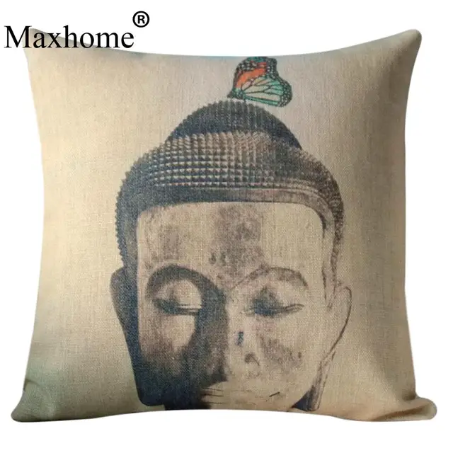Classic Cotton Linen Pillowcase Buddha Head And Butterfly Sofa Fascinating Buddha Decorative Pillows Classic Cotton Linen Pillowcase Buddha Head And Butterfly Sofa Fascinating Buddha Decorative Pillows