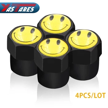 

4Pcs/Set Smile Theftproof Stainless Steel Black Car Wheel Tire Valve Stem Air Cap Styling For Benz Suzuki Mazda VW Car Styling