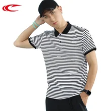 SAIQI Новая мужская рубашка поло Летняя мужская Спортивная Повседневная дышащая белая полосатая рубашка поло с коротким рукавом из чистого хлопка Одежда 118375
