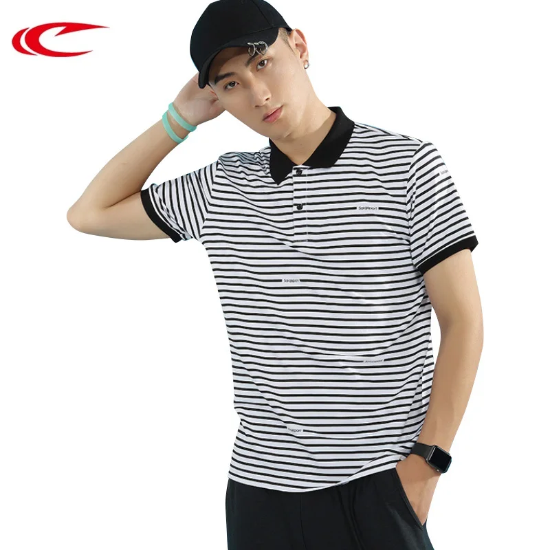 

SAIQI New Men Polo Shirt 2019 Summer Men Sport Casual Breathable White Striped Short Sleeve Polo Shirt Pure Cotton Clothes118375