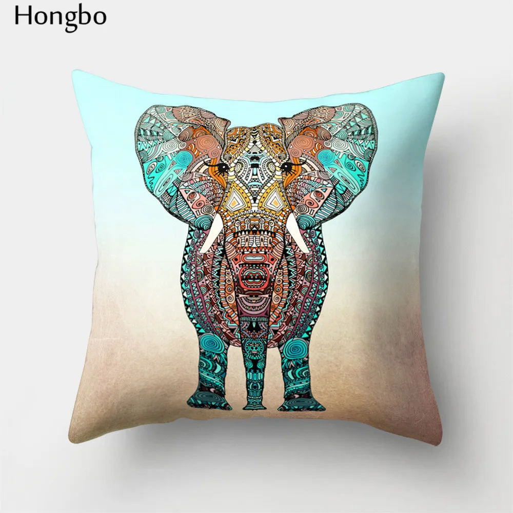 Hongbo 1 шт. цветная Подушка с изображением слона, наволочка для подушки, декоративная наволочка для автомобиля, домашнего дивана, рождественские украшения