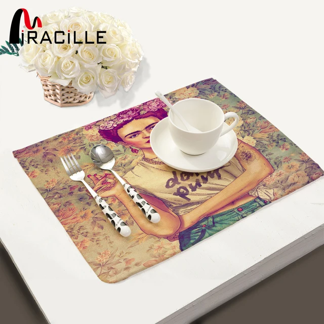 Miracille 2 4 6pieces Set Placemats Frida Kahlo Printed Home Miracille 2 4 6pieces Set Placemats Frida Kahlo Printed Home Decorative Table Mat Kitchen