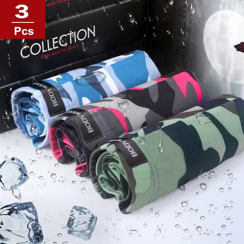 3 шт./партия летние мужские трусы боксеры из Ice Silk стильное леопардовое