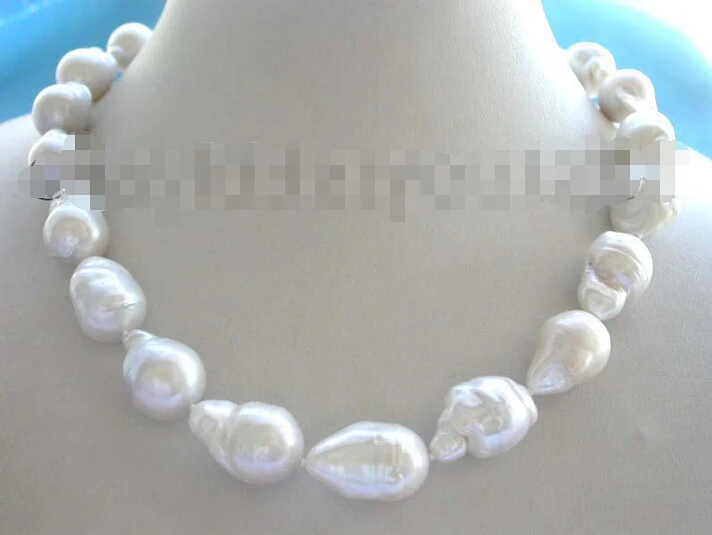 

FREE SHIPPING 17.5" Natural 25mm White Reborn Keshi Pearl necklace 14KGP!