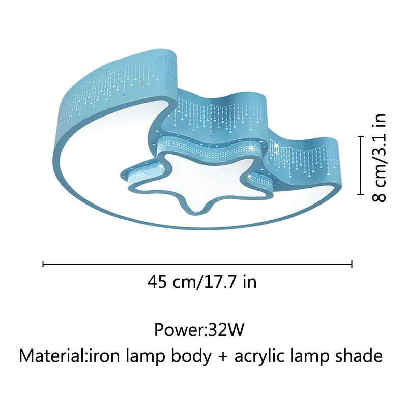 Современный Железный Регулируемый Детский Светильник для девочек и мальчиков, светодиодный потолочный светильник с синими звездами, освещение в спальне - Цвет корпуса: Blue