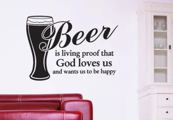 

Wall Vinyl Sticker Bedroom Decal Words Sign Quote Beer God Love Us
