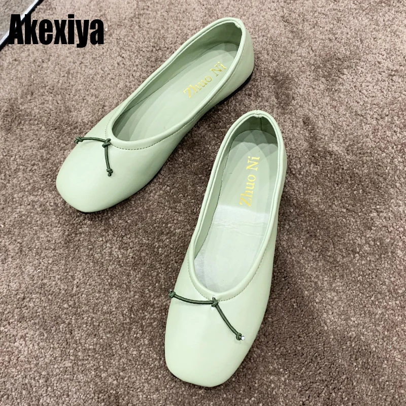 

flat shoes 2019 spring autumn new sweet Korean version bow square Toe soft bottom peas single women female tide f983