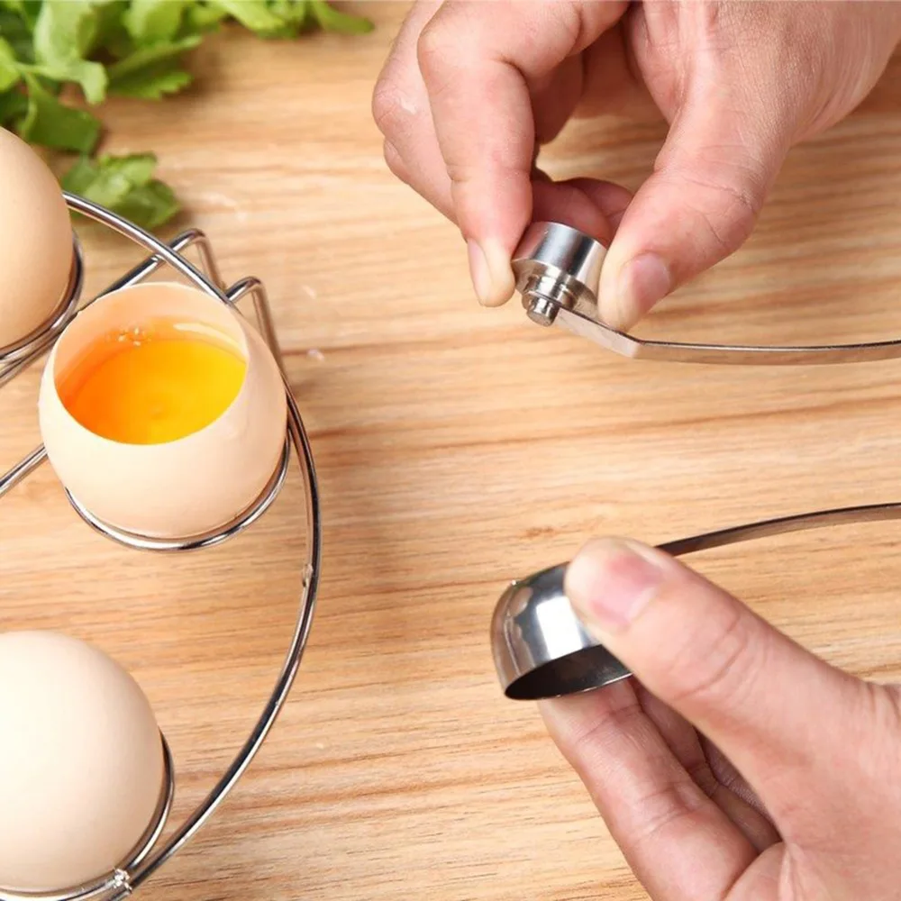 Edelstahl Egg Topper Cutter Shell Opener Gekochtes Rohes Ei Open Schere Werkzeug