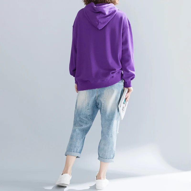 QoerliN Fashion Sweatshirts Purple Letter Embroidery Loose Casual Tops Oversize Hoodies Ladies Harajuku Pullover Spring Warm Top QoerliN Fashion Sweatshirts Purple Letter Embroidery Loose Casual Tops Oversize Hoodies Ladies Harajuku Pullover Spring Warm Top