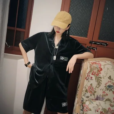 

Jasmine Street Hip Hop Style Personality Styling Cane BF Leisure Men and Women Semi-sleeve Shirt Tide