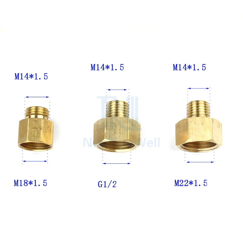 NuoNuoWell 1 шт. медные трубы мужской женский винт Резьба уменьшить Соединительный латунный адаптер M14 M18 M22 1/2''