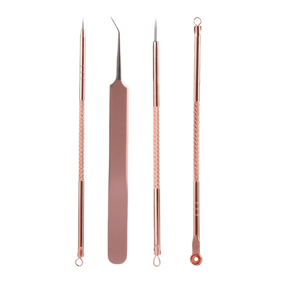 

4Pcs/Set Stainless Steel Blackhead Acne Pimple Extractor Remover Blemish Treatments Clip Needle Tweezers Face Skin Care Tools