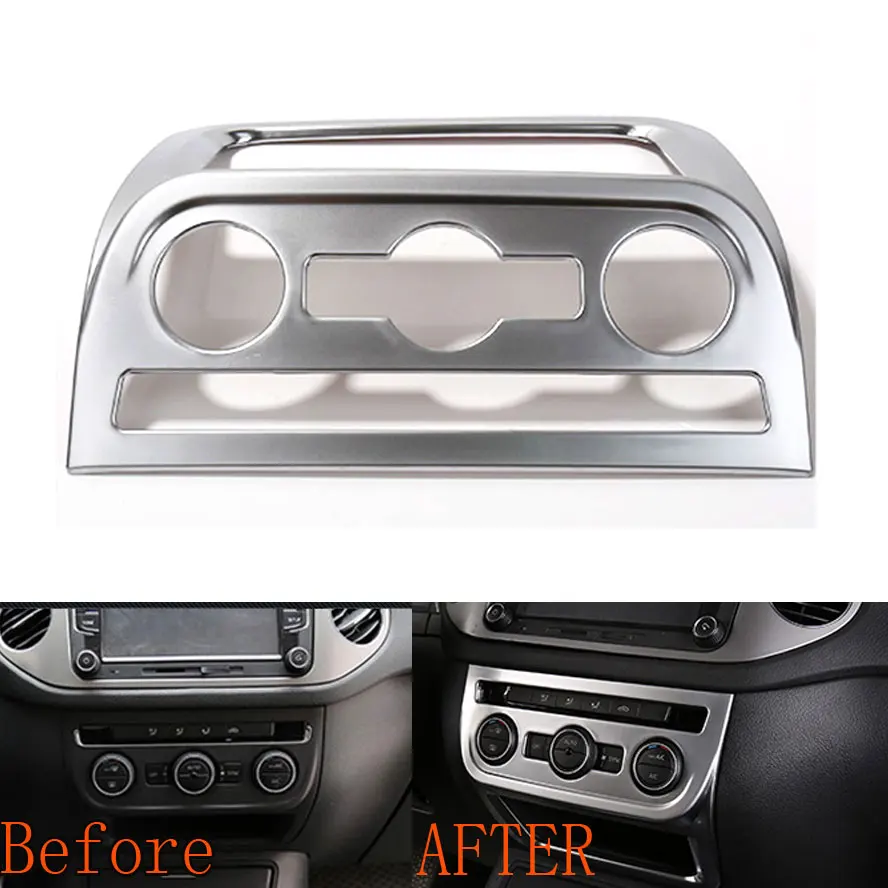 

Auto Chrome ABS Center Console Air Conditioning Panel Trim Frame Decoration Fits For VW Tiguan 2010-2015 Car Styling