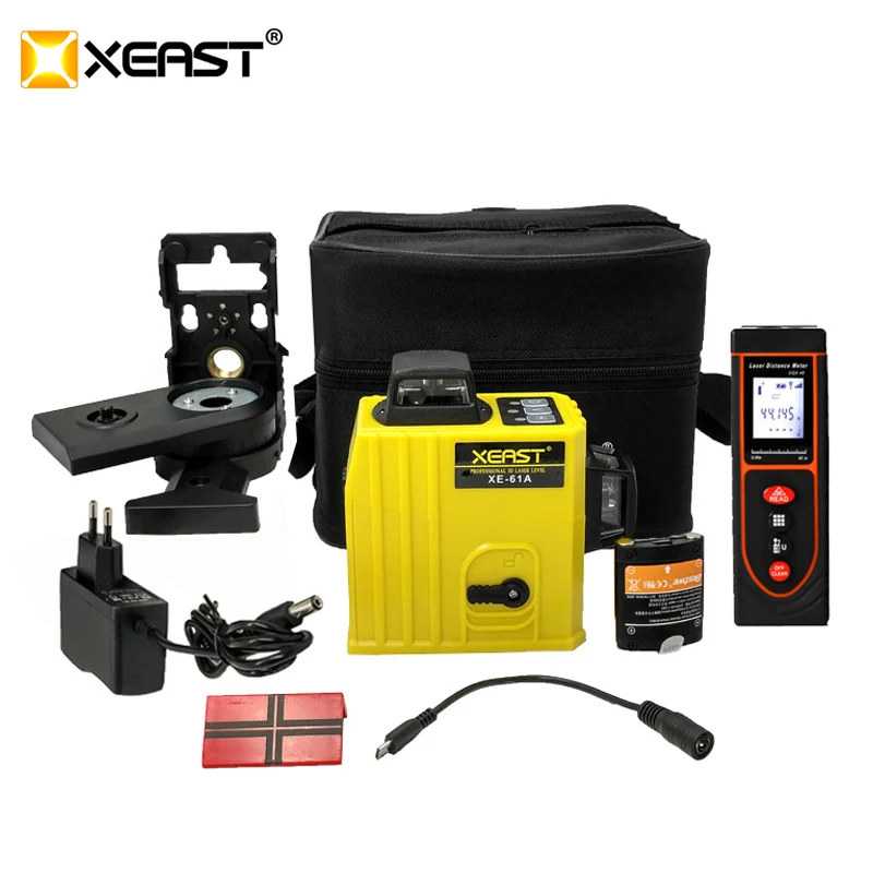 

XEAST XE-61A 12 line laser level 360 Self-leveling Cross Line 3D Laser Level Red Beam With 40m Laser range finder