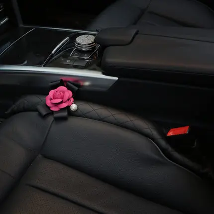 rose red Flowers Универсальное автомобильное кресло Camellia, заполнитель зазора из искусственной кожи, автокресла, фиксатор утечки, мягкая подкладка, прокладка, кобура, аксессуары для передних сидений - Название цвета: rose red Flowers