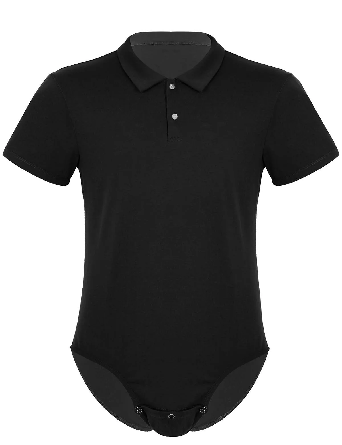 Mens Sexy Bodysuit Manga Curta Turn-down Collar