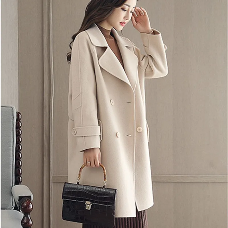 Colour Veste Ioqrcjv Épaisse White Caramel Femmes Automne off Manteaux 2018 Longueur Mode Laine Survêtement Boutique Moyen Q134 Nouvelle De Lâche D'hiver SgqYwU