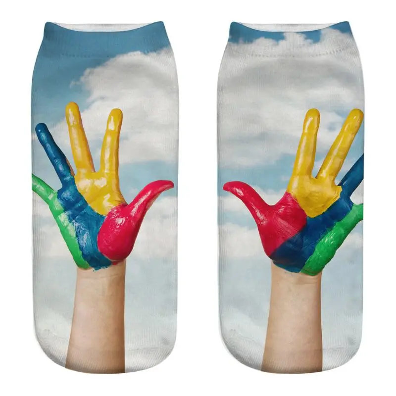 Креативные радужные жидкие масляные низкие носки лодочкой носки унисекс пары 3D цифровая печать Летние Стильные хип-хоп Чулочные изделия 5 стилей