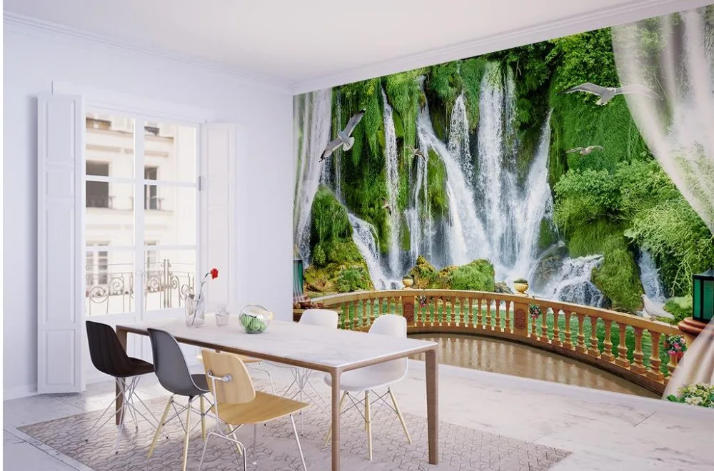3d خلفيات لغرفة شلال بلكونة خلفية مخصصة 3d صورة جدارية 3d خلفيات 3d Wallpaper For Room 3d Wallpaperphoto Wallpaper Aliexpress