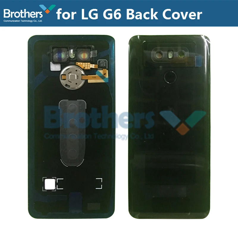 Задняя крышка для LG G6 корпус батареи с гибким кабелем отпечатков пальцев+ объектив камеры для LG G6 H870 задняя крышка аккумулятора Замена - Цвет: Black with FlexCable