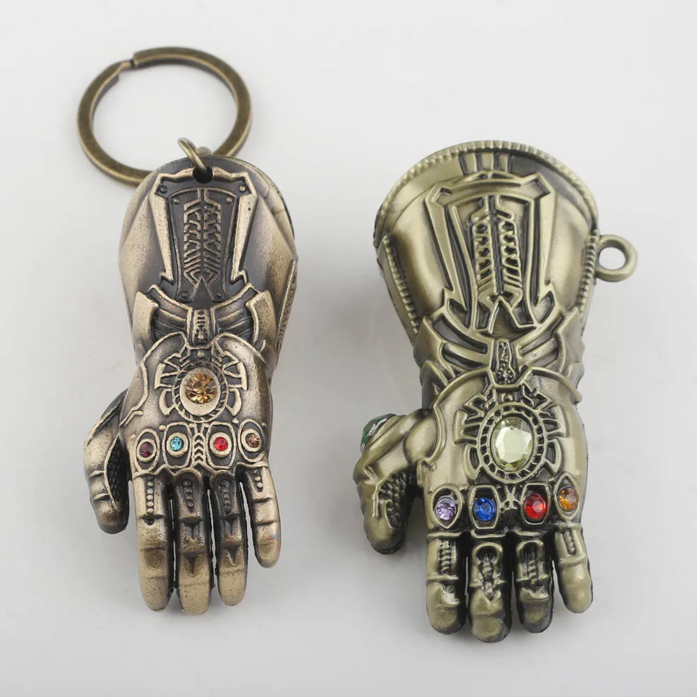 

RJ 2018 Newest Thanos Infinite Power Glove Gauntlet Keychains Pendants 3D Model Gold Avengers 3 Infinity War Men Keyring Gift