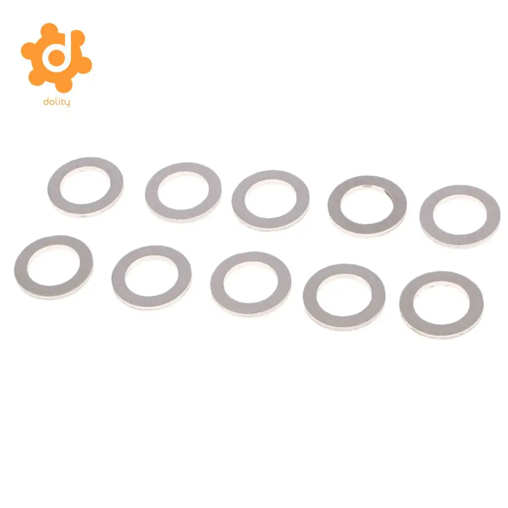 10Pcs Metal Oil Drain Plug Crush Washers Gaskets for Honda Acura Silver