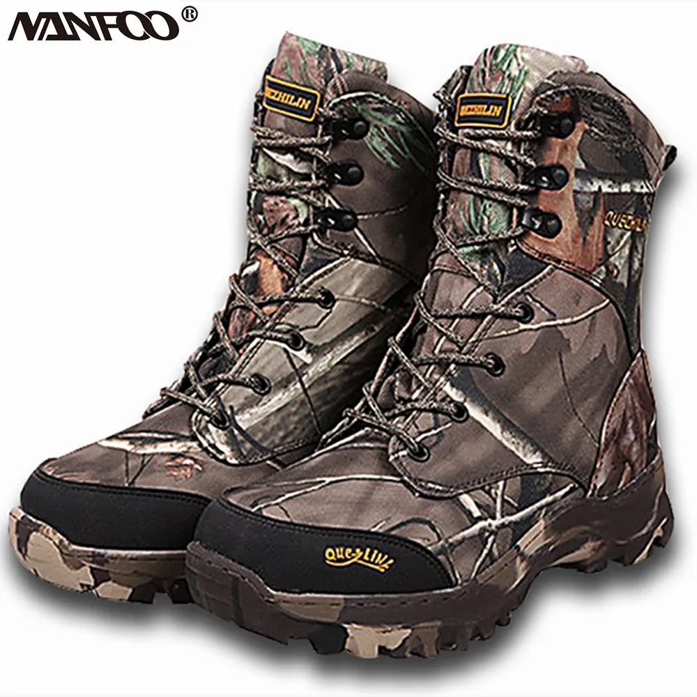 

Winter Outdoor Waterproof Hunting Boots Camo Hiking Snow Boots Plush Tactical Walking Fishing Real Tree Camo Shoes 40-46 Size