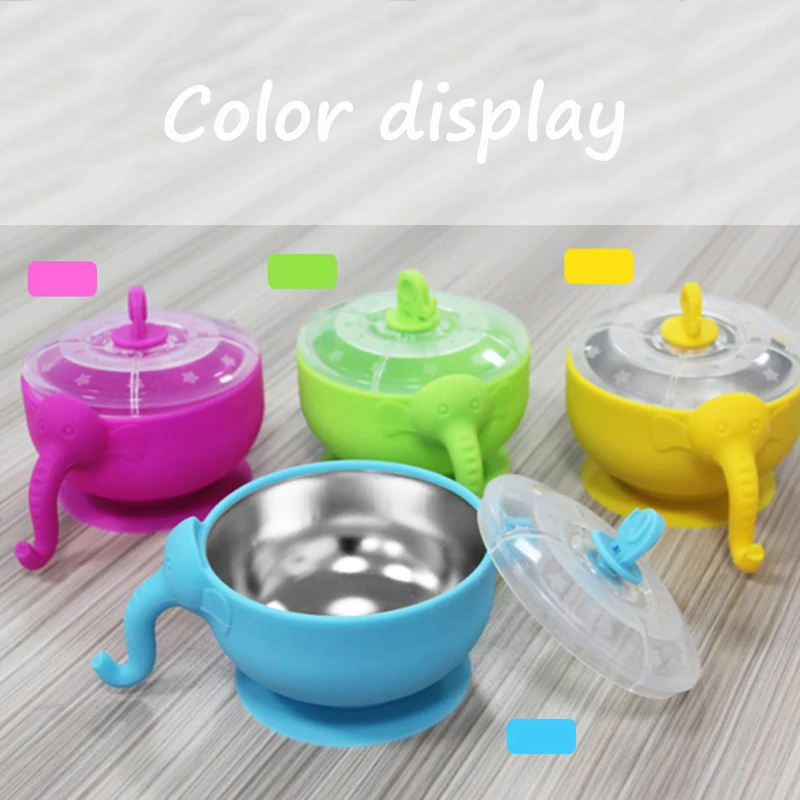 

Qshare Baby Bowl Feeding Cup Suction Bowl Kids Tableware Silicone BPA Free 304 Stainless Steel Bowl Baby Food Feeding Container