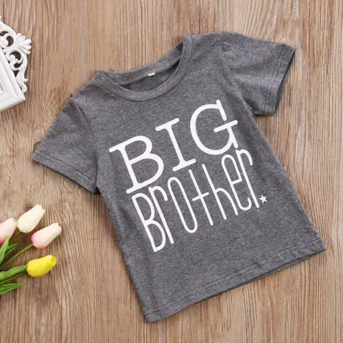 PUDCOCO/Милая футболка для мальчиков с надписью «Big Brother», повседневный летний костюм серого цвета с надписью для малышей, От 1 до 6 лет - Цвет: Серый