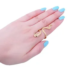 Модное женское кольцо в форме змеи с золотым декоративным узором, вечерние ювелирные изделия высшего качества R008