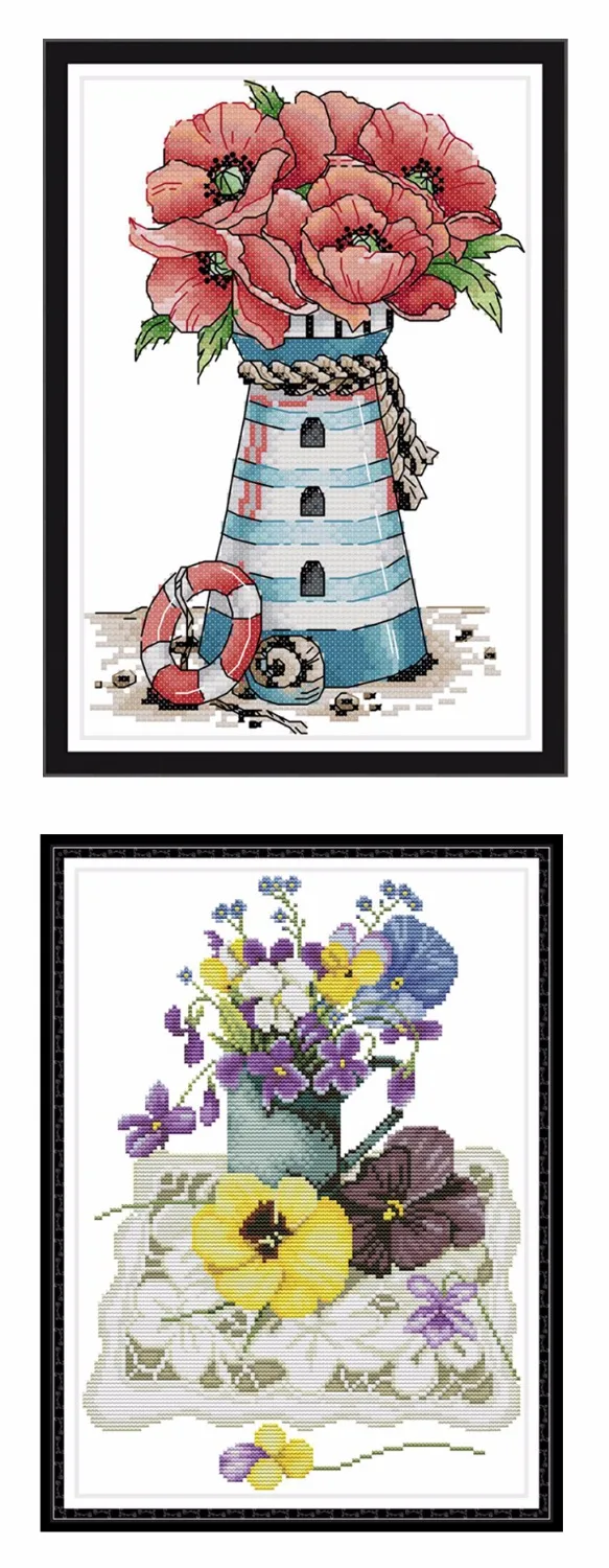 

Flowers China Cross Stitch 11CT 14CT Printing Cross Stitch Flower Embroidery Set Hand Needlework Eco-cotton Embroidery