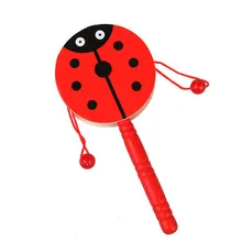 Погремушка барабан мультфильм музыкальный инструмент игрушка для детей Детские Подарочные игрушки деревянный гранульный барабан-20