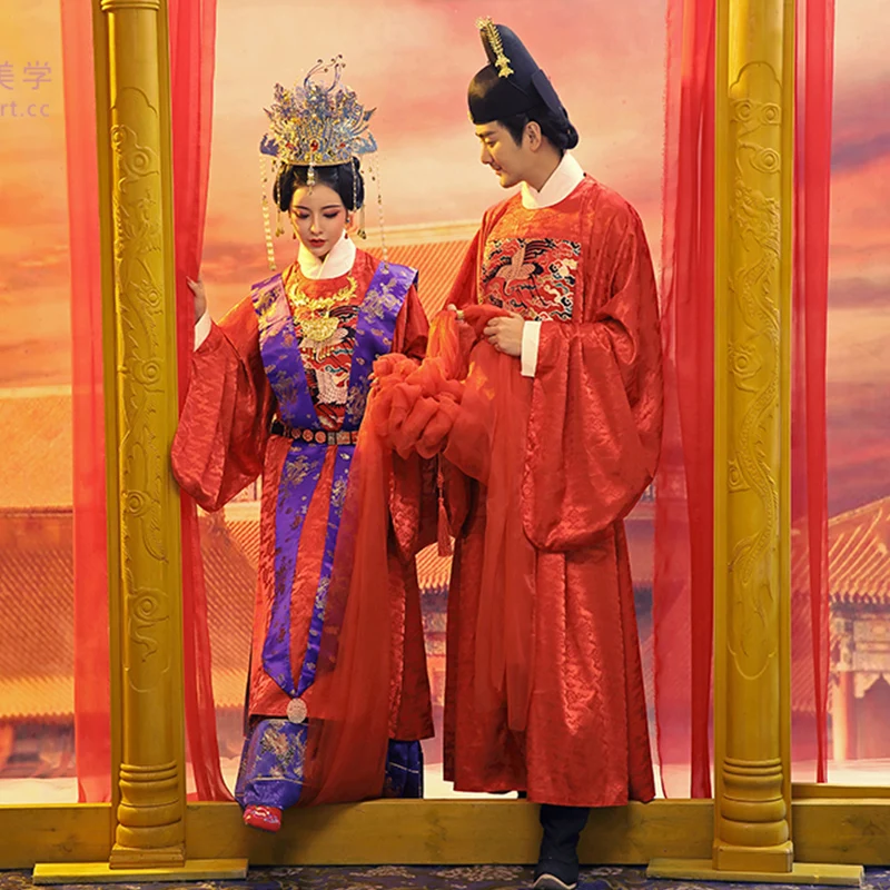 Wedding Gown Robe For Oversea Chinese studio photo apparel Hanfu Wear Movie TV costume ancient China couple wedding Robe dress