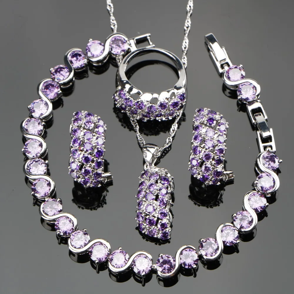 purple wedding jewelry sets