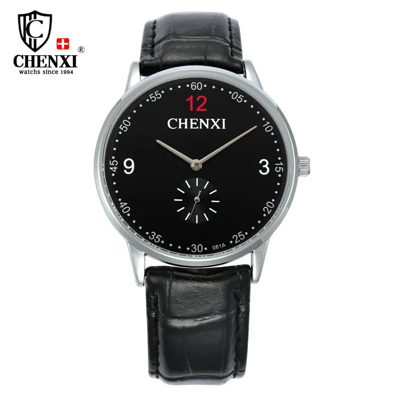 

2017 Reloj Hombre CHENXI Silver Watch Men Leather Quartz Casual Watches Mens black leather business Wristwatches
