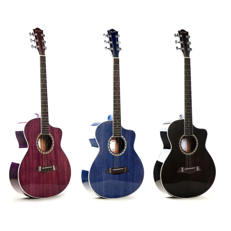 Guitar Acoustic Electric Mahogany Steel-String 40 Inches A-Body Guitarra 6 Strings Folk Pop Cutaway High Gloss Pickup Blue Black Guitar Acoustic Electric Mahogany Steel-String 40 Inches A-Body Guitarra 6 Strings Folk Pop Cutaway High Gloss Pickup Blue Black