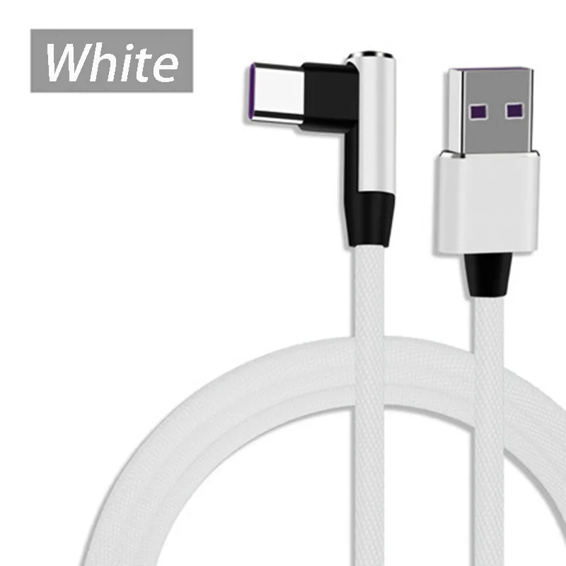 5А usb type C кабель 90 градусов быстрая зарядка кабель Qc3.0 для samsung Galaxy Note 9 8 A8 A9 Xiaomi Mi8 sony Usb кабель - Цвет: White