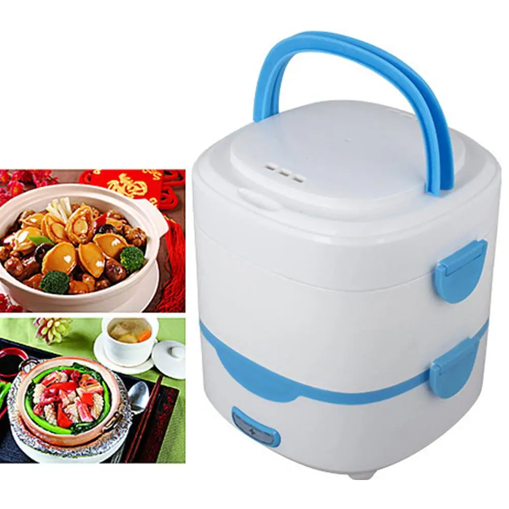 

Multifunctional Double Layeer Lunch Box Electric Heating Lunch Box Low Power Plug-in Automatic Heat Office Home Cooking LunchBox