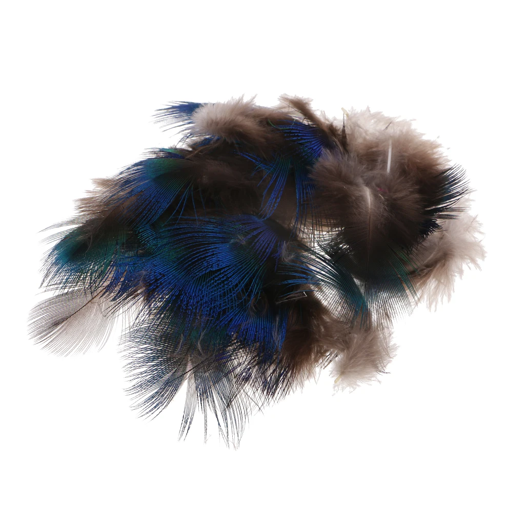 fityle 50pcs Peacock Feather Trim Embellishment for DIY Home Party Decoration Millinery Costume Clothing Decoration 5x3cm