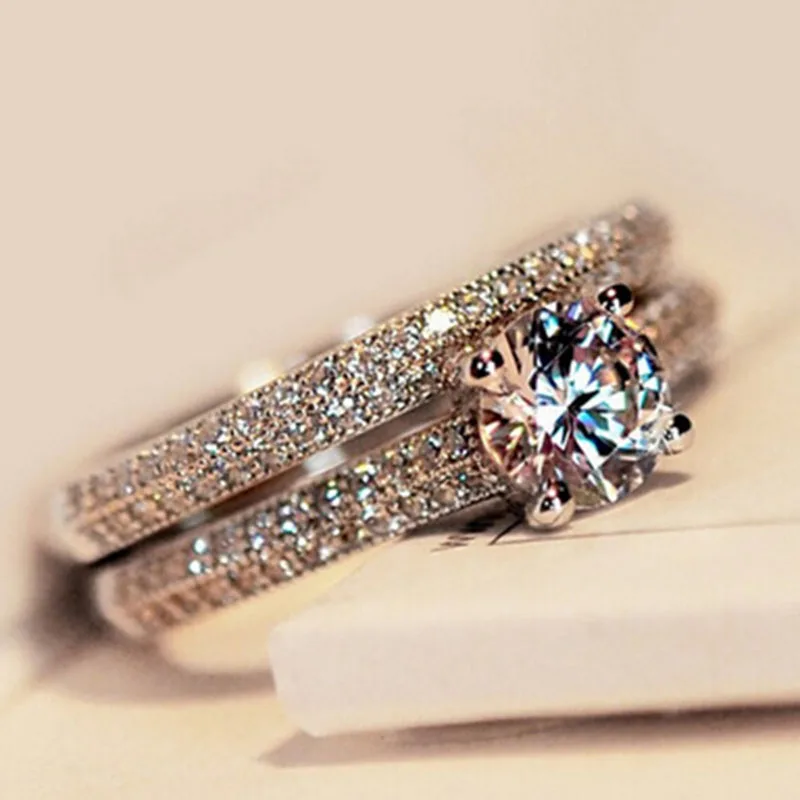 Bague En Zircon Avec Diamants Et Diamants Bijoux De Mode Femmes Cristal Argent Zircon Cubique Bague Bijoux Cadeau