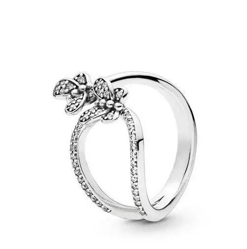 

2019 925 Sterling Silver Engagement Wedding Original Ring Dazzling Butterflies rings for women silver 925 anillos jewelry trend