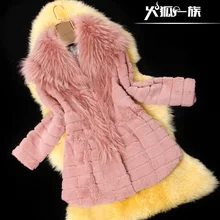 Firefox средний- длинная кроличий мех пальто женщины большие енот мех