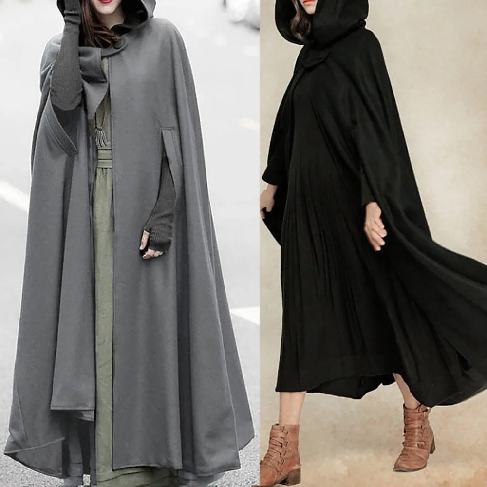 

Women Trench Coat Open Front Cardigan Jacket Coat Cape Cloak Poncho Plus Street dark style Abrigo largo de las senoras